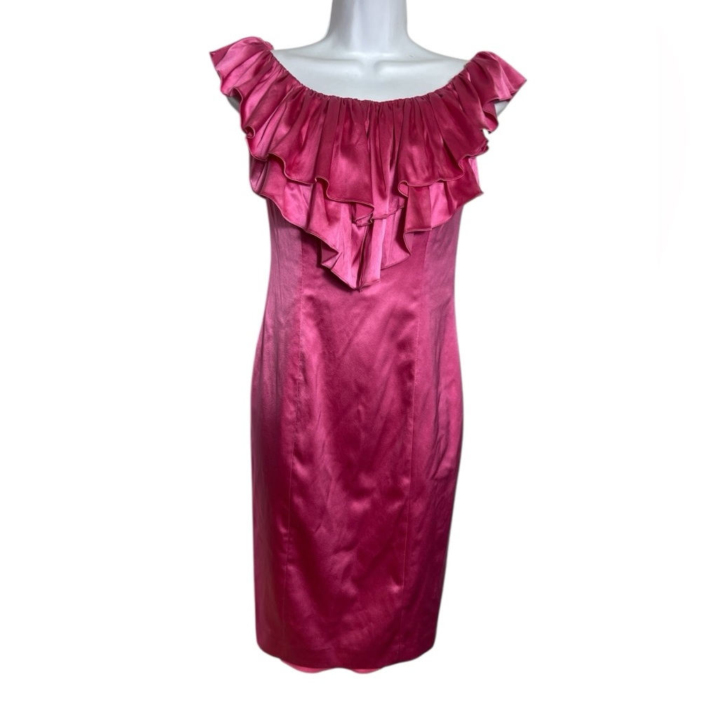 NWT Marc Bouwer Dress size 2 Pink Ruffled Sheath‎ Cocktail Dress PERFECT 🩷
